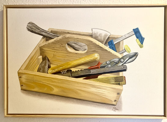 Papas Werkzeugkiste, 76x53 cm, Preis inkl. Rahmen Fr. 490.-
