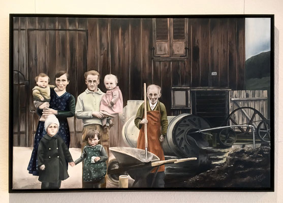 Dreigenerationen Bild, 60x90cm, Vorlage ist ein Sw-Foto von 1938, Privatauftrag 2018