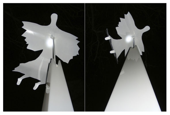 Light Pyramide ” Angel of peace “ – Lichtpyramide ” Friedensengel “, 2016 60 cm x 60 cm x 3.30 m  