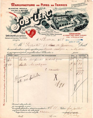 Nota van Franse firma Job Clerq, 1928