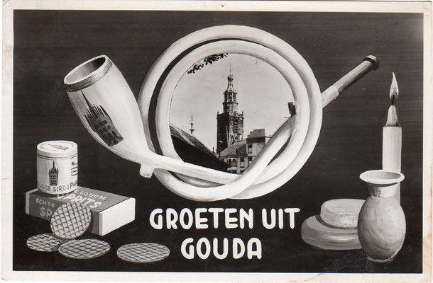 Ansichtkaart Groeten uit Gouda, 1949