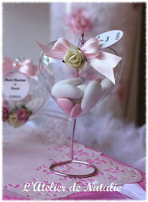 Dragées Mariage coeur rose et blanc