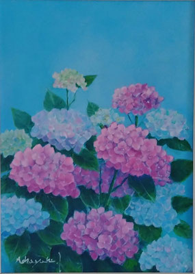 油絵　紫陽花 sold