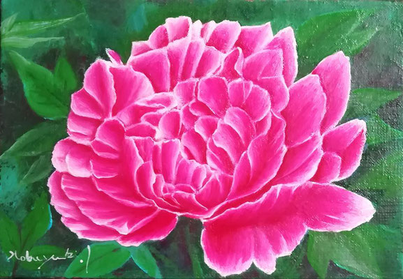 油絵 百花王（牡丹）洋画家・池畠史幸 新作肉筆画