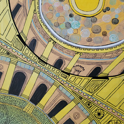 PALEIS KAREL V uit de serie Alhambra - acrylverf op doek - 30 x 30 - verkoopprijs € 150