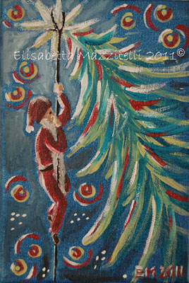 "Babbo Natale"  - Acrilico su catone telato - 10x15 cm - collezione privata