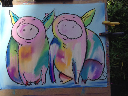 biggetjes, pastel, 50x40 cm, 2015