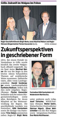 Festabend "Raumplanung im Walgau & Buchpräsentation Walgau II" I Vorarlberger Nachrichten (März 2016)