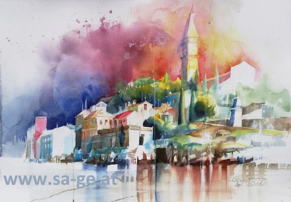 Rovinj - Blick vom Meer, 75x52cm, 2020/04