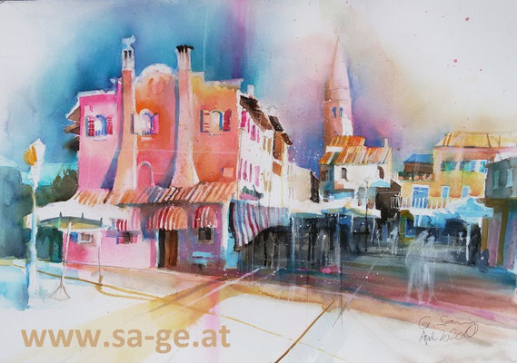 Caorle - Piazza Papa Giovanni, 75x52cm, 2020/04