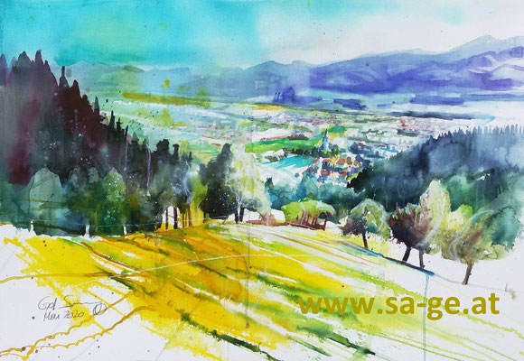 Blick auf St. Johann im Lavanttal, 76x52cm 2020/5
