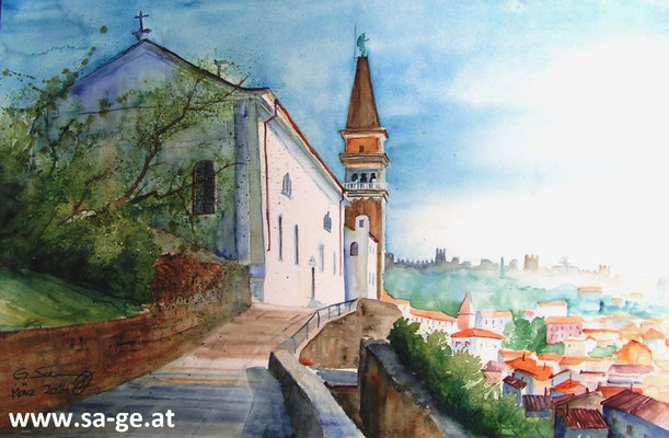 Piran - St. Georgs Kathedrale 36x56cm, 2014