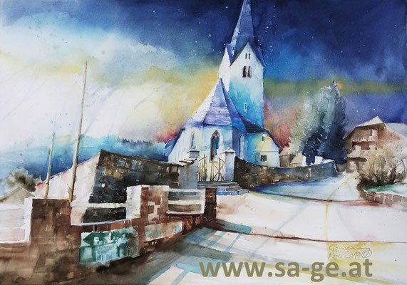 Pfarrkirche Prebl, 75x52cm, 2019/03