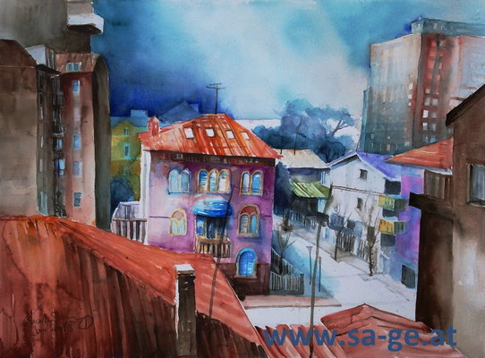 Grado - Blick vom Hotel Trigon, 76x56cm, 2018/01