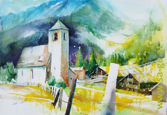  St. Nikolaus Kirche in Matrei - 75x52cm, 2019/08