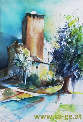 Schloss Bruck in Lienz - 75x52cm, 2019/08