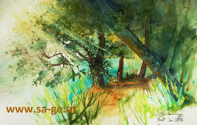 An der Felsenküste in Porec I - 56x36cm, 2016
