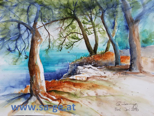 An der Felsenküste in Porec II - 61x46cm, 2016