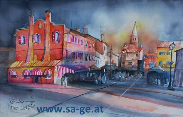 Caorle - Piazza Papa Giovanni 56x36cm, 2017 -X-