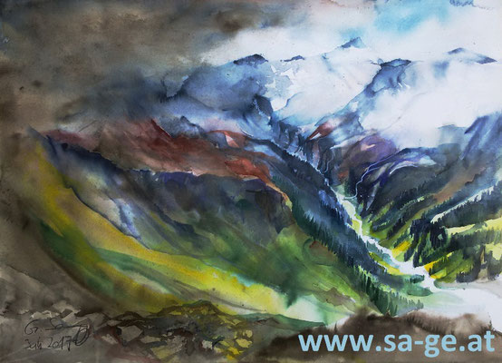 Mallnitz - Hochalmspitze und Säuleck, 76x56cm, 2017/07 