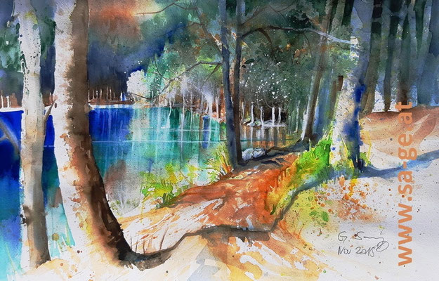 Am Weißenfelser See, 56x36cm, 2018/12 -X-