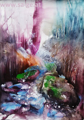 Bach im Wald, 76x54xm, 2023/03