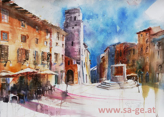 Piazza della Citadella, San Gimignano, 76x54cm, 2022/07