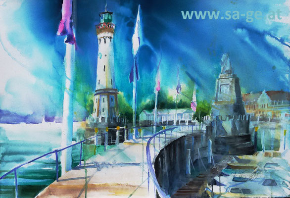 Löwenmole in Lindau, 75x52cm, 2022/10