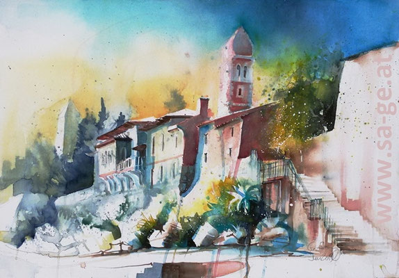Sveti Justina auf Rab im Abendlicht - 75x52cm, 2019/07