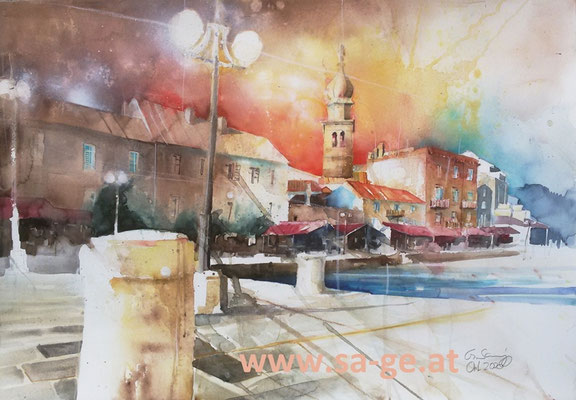 Krk - Hafen, 75x52cm, 2020/10 -X-