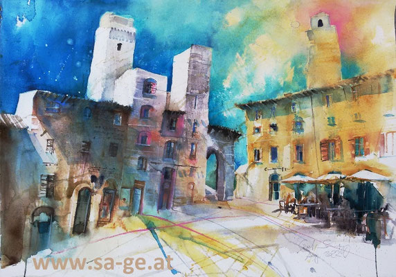 Torri degli Ardinghelli - San Gimignano, 74x56cm, 2022/08