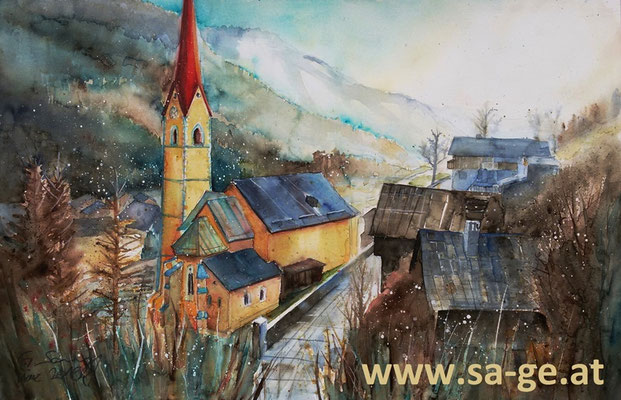 Pfarrkirche Stall im Mölltal - 56x36cm, 2016 -X-