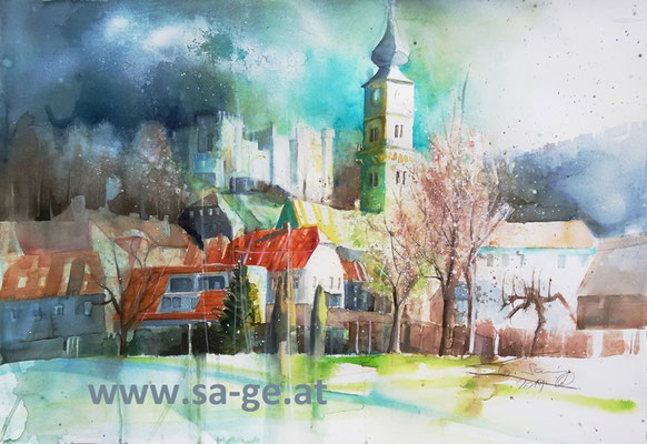 Wolfsberg - Stadtansicht, 75c52cm, 2019/10