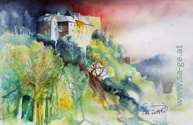 Burg Altpernstein - Micheldorf, 56x36cm, 2018/10