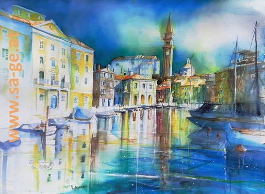 Im Hafen von Piran, 76x56cm, 2018/12 -X-