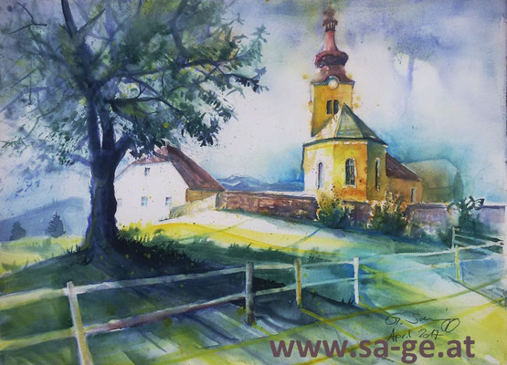 Pfarrkirsche Fort, 76x56cm, 2017
