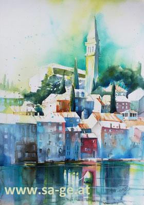 Blick von Velika Valdibora auf Rovinj- 52x75cm, 2019/04