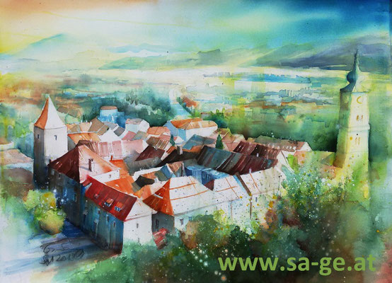 Blick vom Schloss Wolfsberg, 76x56cm, 2018/09