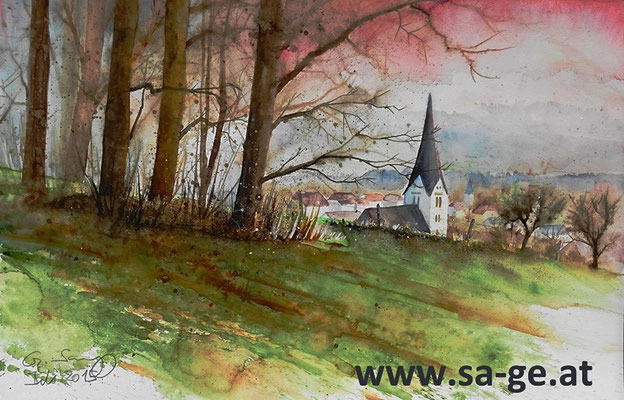 Wiese bei St. Johann im Lavanttal - 56x36cm, 2015 -X-
