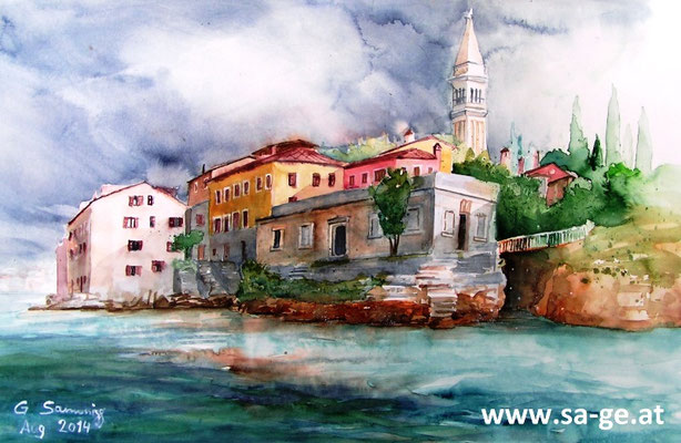 Schlechtwetter in Rovinj - 36x56cm, 2014