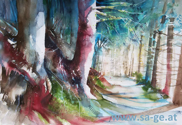 Waldweg 75x52cm, 2021/07 -X-