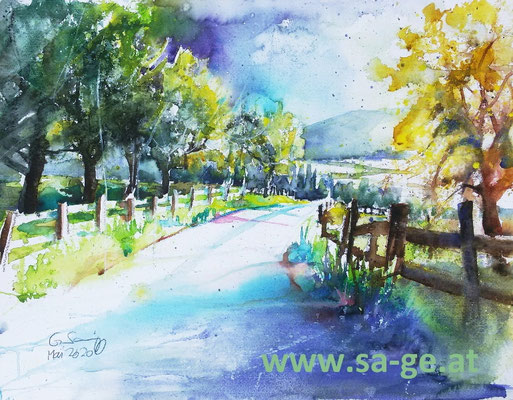 Straße nach Weißenbach-Gumitsch, 72x50cm 2020/5