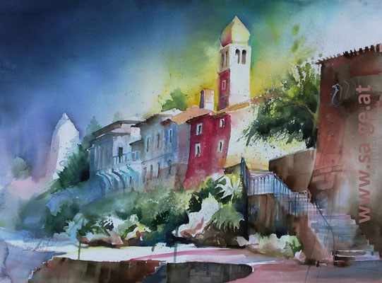 Sveti Justina auf Rab im Morgenlicht - 75x52cm, 2019/07