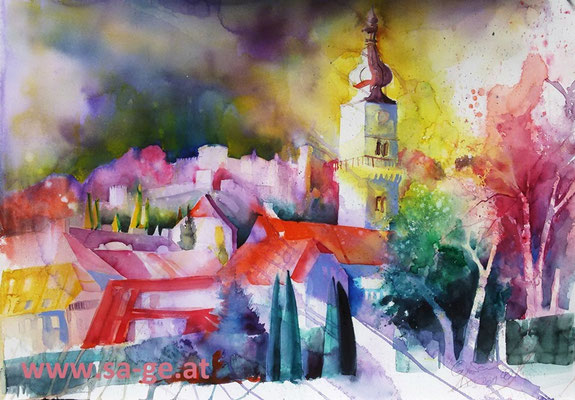 Wolfsberg - Stadtansicht III, 75x52cm, 2021/12