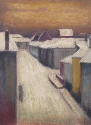 79) Hans Pick: Großstadt-Winter (80 x 60) Verkauft