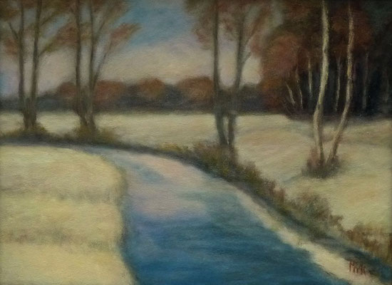 53) Hans Pick: Winter am Fluß (24 x 30) Verkauft