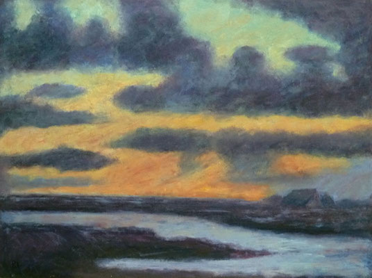 75) Hans Pick: Blauer Abend im Moor (60 x 80) Verkauft