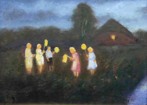 88) Hans Pick: Laternenkinder (18 x 24) Verkauft