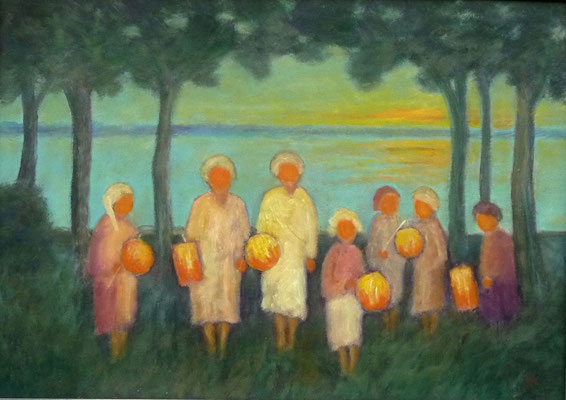 47) Hans Pick: Laternenkinder am See (50 x 70) Verkauft