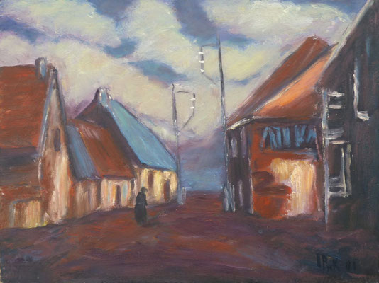 25) Hans Pick: Dorf in Flandern (50 x 70) Verkauft